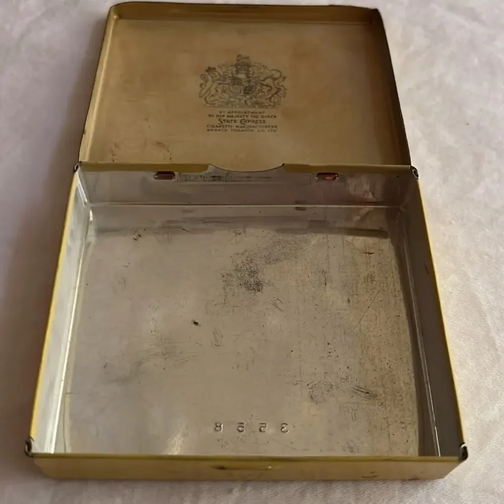 State Express Cigarettes 555 Yellow Tin Box Vintage
